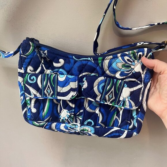 NEW Vera Bradley Mediterranean Blue Libby Crossbody Bag Adjustable Strap Quilted - Picture 1 of 5